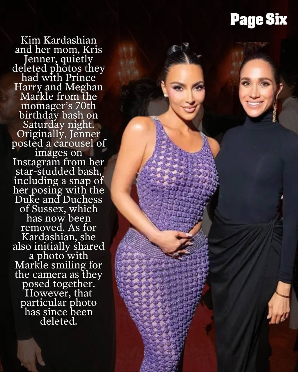 Меган Маркл и принц Гарри заставили Ким Кардашьян и Крис Дженнер удалить их фотографии из всех хроник со дня рождения Крис