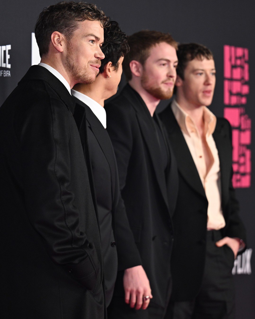 Уилл Поултер, Чарльз Мелтон, Кит Коннор и Джозеф Куинн на красной дорожке церемонии British Independent Film Awards (BIFA) 2025