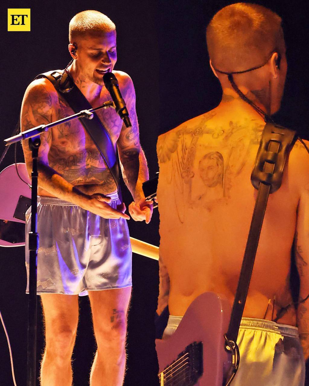 Джастин Бибер выступал на сцене Грэмми в одних трусах, чтобы показать всему миру новую татуировку