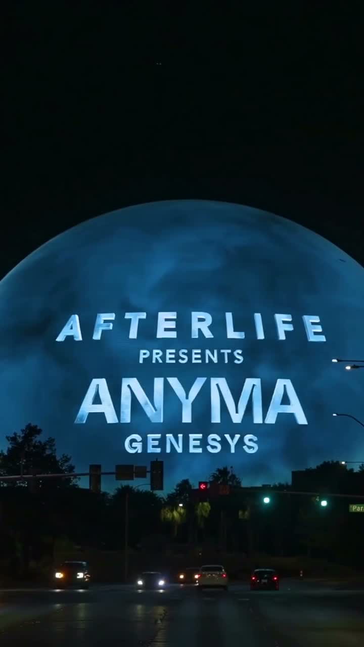 Впечатляющая реклама фестиваля электронной музыки Anyma  на внешнем экране концертной площадки Sphere в Лас-Вегасе